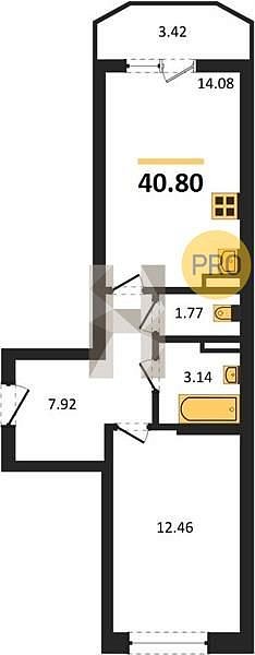 Продается 1-комн. квартира, 40.8 м², ЖК Достояние, 