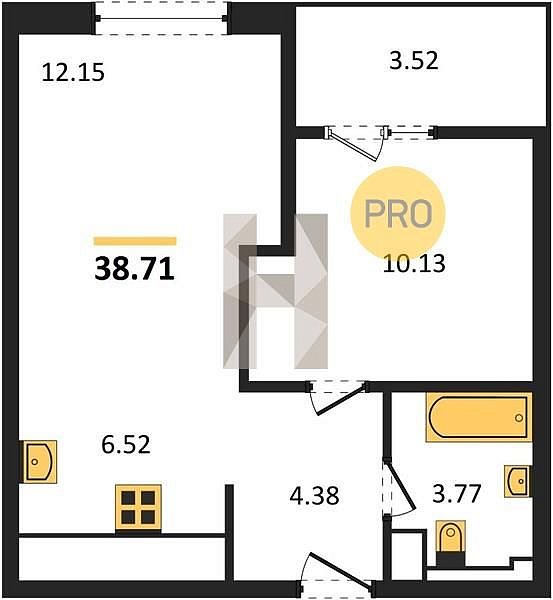 Продается 1-комн. квартира, 38.44 м², ЖК Патрики, 