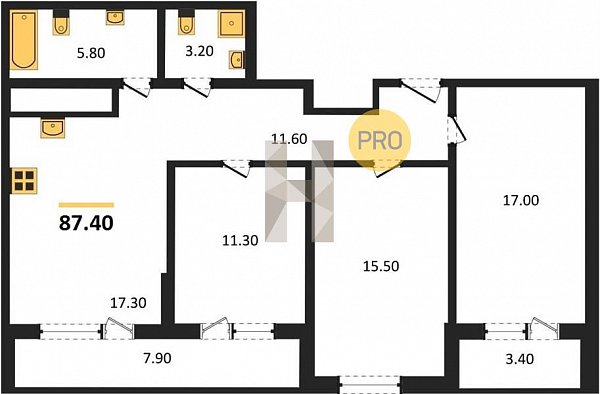 Продается 3-комн. квартира, 87.4 м², ЖК Все Свои, 