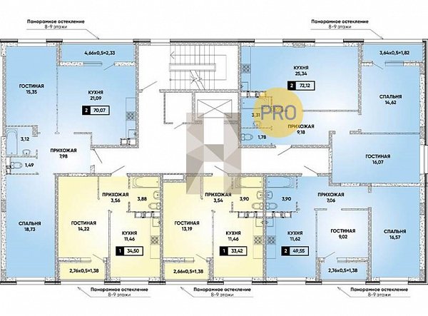 2-комн. квартира, 72.65 м², ЖК Архитектор (№133012)