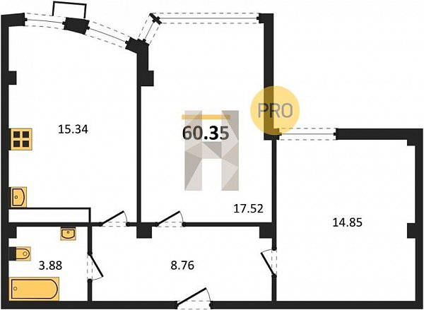 Продается 2-комн. квартира, 60.35 м², ЖК Режиссёр, 