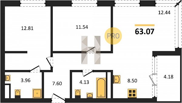 Продается 2-комн. квартира, 63.07 м², ЖК Патрики, 