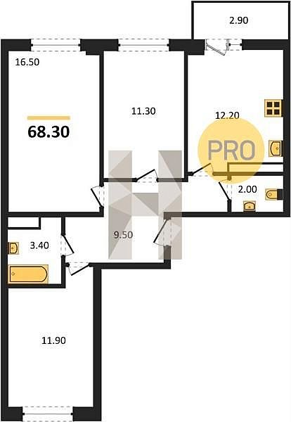 Продается 3-комн. квартира, 68.3 м², ЖК Красная площадь Ромекс, 