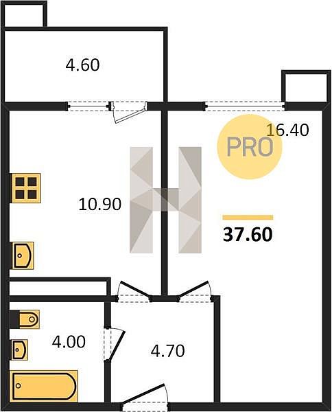 Продается 1-комн. квартира, 37.6 м², ЖК Отражение, 
