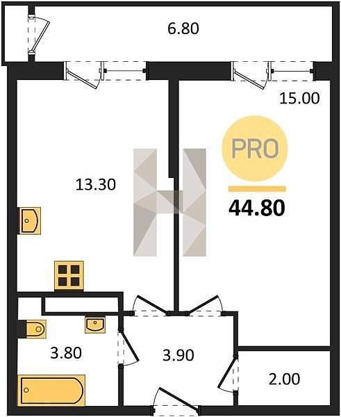 Продается 1-комн. квартира, 44.8 м², ЖК Рекорд-2, 