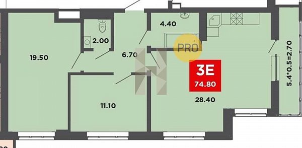 Продается 2-комн. квартира, 74.8 м², ЖК Красная площадь Ромекс, 