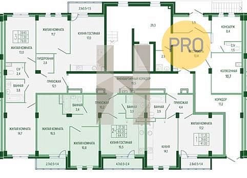 2-комн. квартира, 64.1 м², ЖК Екатерининский Парк (№133648)