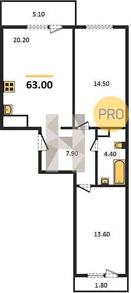 Продается 2-комн. квартира, 63.81 м², ЖК Дыхание, 