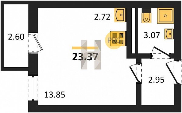 Продается Студия, 23.37 м², ЖК Гулливер,