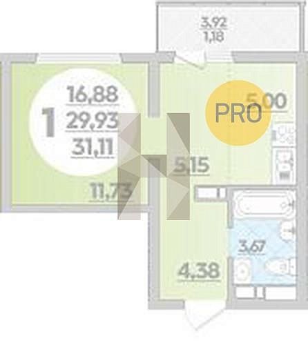 Продается 1-комн. квартира, 31.11 м², ЖК Предгорье Лаго-Наки, 