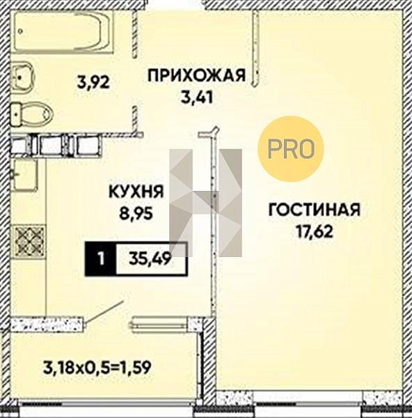 Продается 1-комн. квартира, 35.49 м², ЖК Архитектор, 