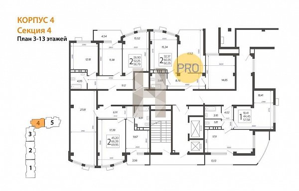 2-комн. квартира, 60.35 м², ЖК Режиссёр (№132911)