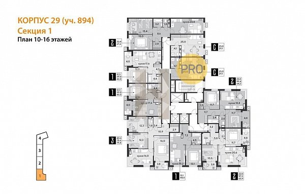 2-комн. квартира, 67.6 м², ЖК Парк Победы-2 (№132861)