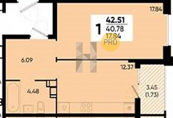 Продается 1-комн. квартира, 42.23 м², ЖК Достояние, 