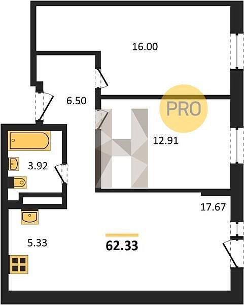 Продается 2-комн. квартира, 62.33 м², ЖК Вектор, 