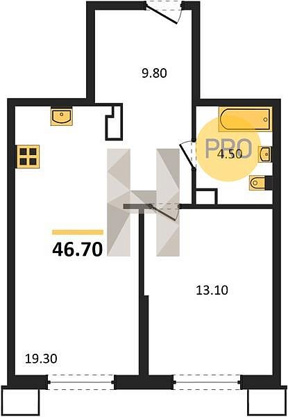 Продается 1-комн. квартира, 46.7 м², ЖК Парк Победы-2, 