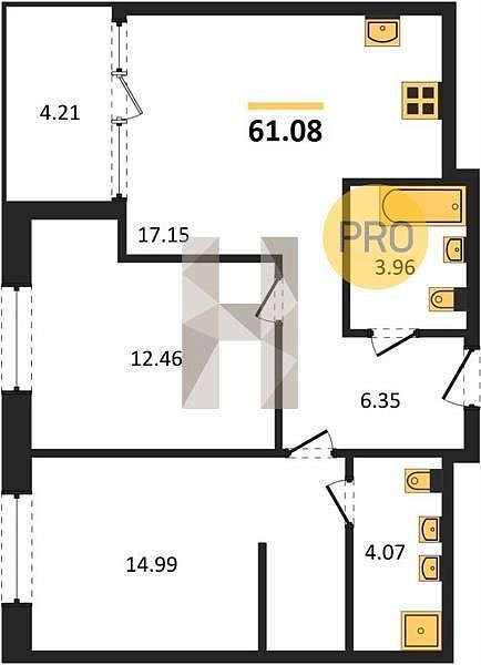 Продается 2-комн. квартира, 61.08 м², ЖК Патрики, 
