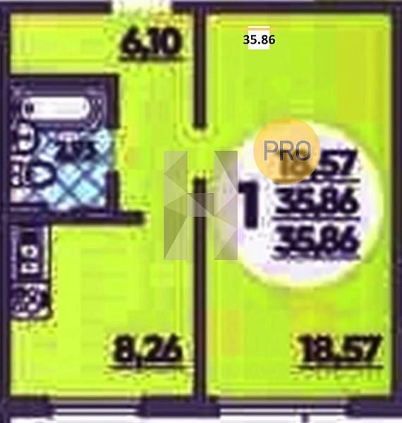 Продается 1-комн. квартира, 35.86 м², ЖК Молодежный-2, 