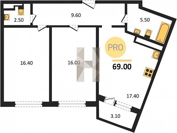 Продается 2-комн. квартира, 69 м², ЖК Все Свои, 