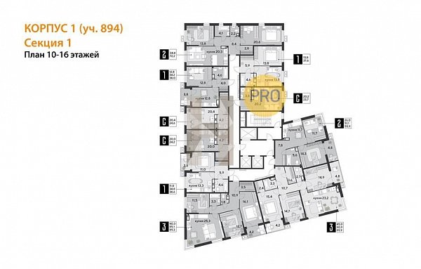 1-комн. квартира, 37.6 м², ЖК Парк Победы-2 (№133754)