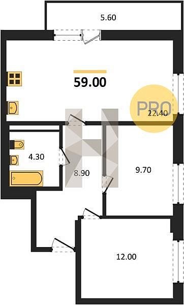 Продается 2-комн. квартира, 59 м², ЖК Красная площадь Ромекс, 