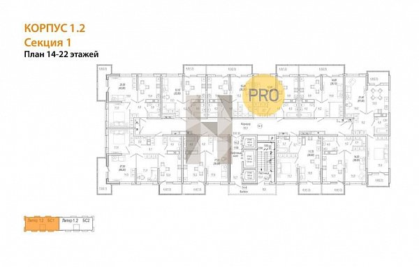 1-комн. квартира, 39 м², ЖК Отражение (№132714)