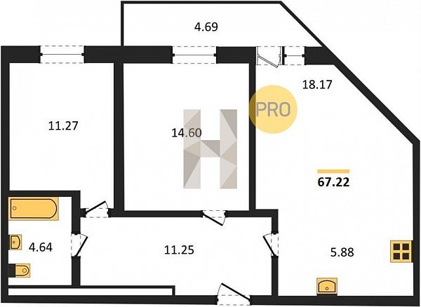Продается 2-комн. квартира, 67.22 м², ЖК Вектор, 