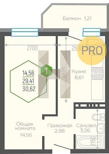 Продается 1-комн. квартира, 29.93 м², ЖК Гарантия на Черкасской, 