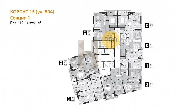 2-комн. квартира, 59 м², ЖК Парк Победы-2 (№133166)