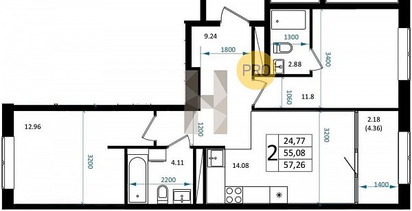 Продается 2-комн. квартира, 57.26 м², ЖК Патрики, 