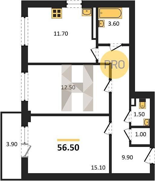 Продается 2-комн. квартира, 56.5 м², ЖК Красная площадь Ромекс, 
