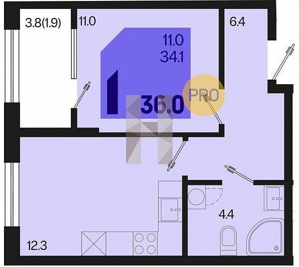 Продается 1-комн. квартира, 36 м², ЖК Первое Место, 