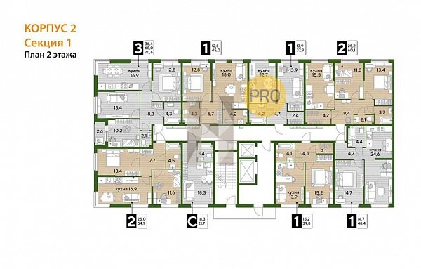 3-комн. квартира, 70.4 м², ЖК Догма Парк (№132783)