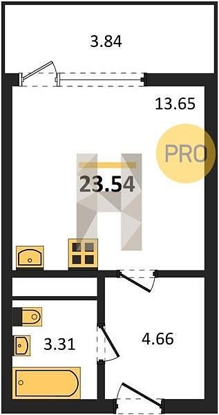 Продается Студия, 23.54 м², ЖК Яблоневый-2,