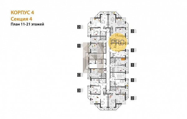 3-комн. квартира, 86.8 м², ЖК Рекорд-2 (№132462)
