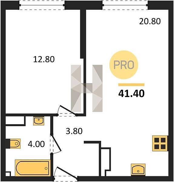 Продается 1-комн. квартира, 41.4 м², ЖК Догма Парк, 