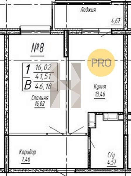 Продается 1-комн. квартира, 46.07 м², ЖК Спутник, 