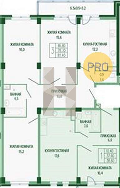 Продается 3-комн. квартира, 81.4 м², ЖК Екатерининский Парк, 