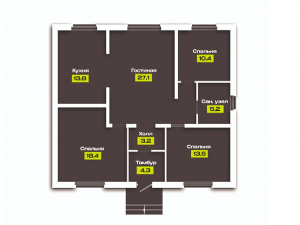 Дом 95.9 м², уч. 4.25 сот., КП Семейный