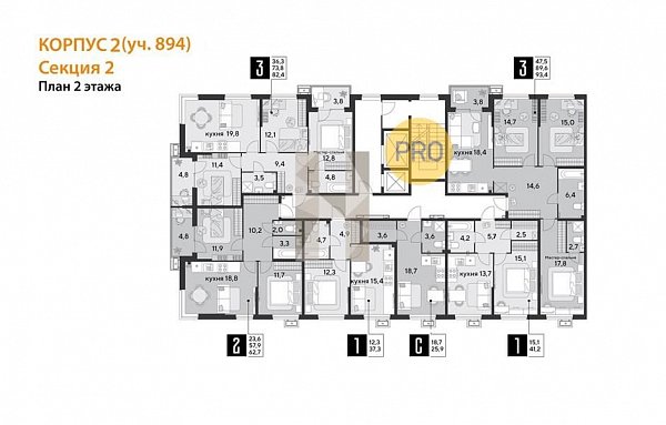 1-комн. квартира, 37.3 м², ЖК Парк Победы-2 (№133750)