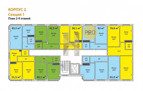 1-комн. квартира, 42.3 м², ЖК Спортивный (№132637)