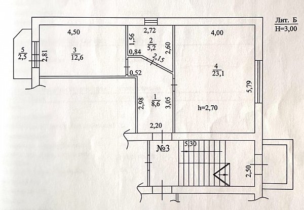 2-комн квартира, 52 м², р-н Музыкальный (№122728)