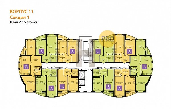1-комн. квартира, 41.24 м², ЖК Лучший (№133471)