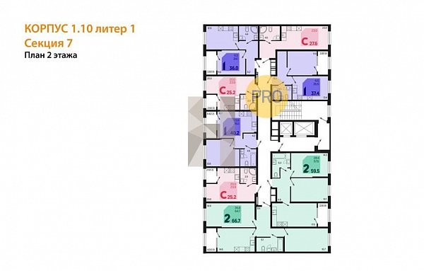 2-комн. квартира, 59.5 м², ЖК Первое Место (№133707)
