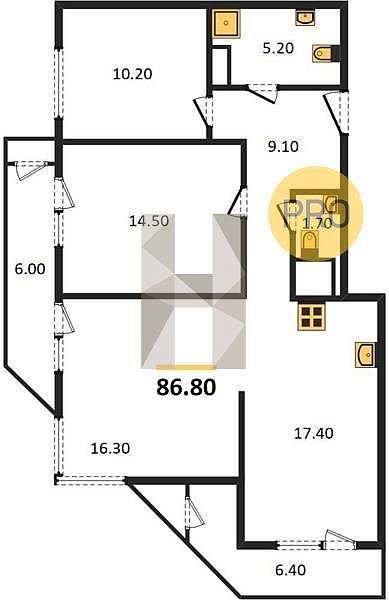 Продается 3-комн. квартира, 86.8 м², ЖК Рекорд-2, 