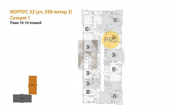Студия, 22.4 м², ЖК Самолет-6 (№133138)
