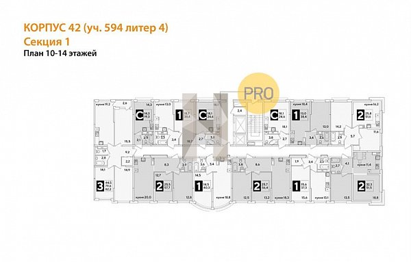 2-комн. квартира, 57.7 м², ЖК Самолет-6 (№132803)