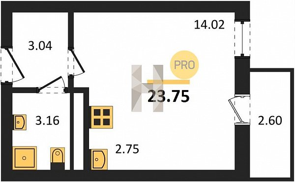 Продается Студия, 23.75 м², ЖК Гулливер,