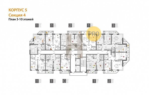 1-комн. квартира, 42.9 м², ЖК Рекорд-2 (№132878)