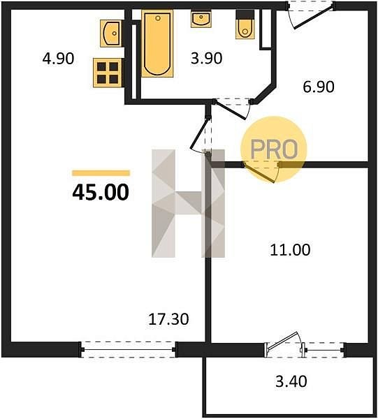 Продается 1-комн. квартира, 45 м², ЖК Парк у дома, 
